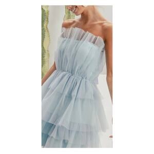 BiBi Light Blue Layered Organza Dress Lg